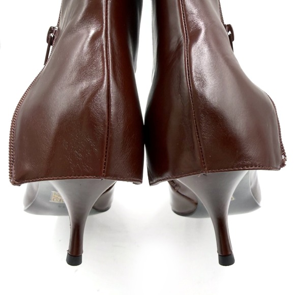 Jeffrey Campbell Cover-Up Kitten Heel Boots Brown Leather Pointed Sz 11 Women's - Picture 11 of 15